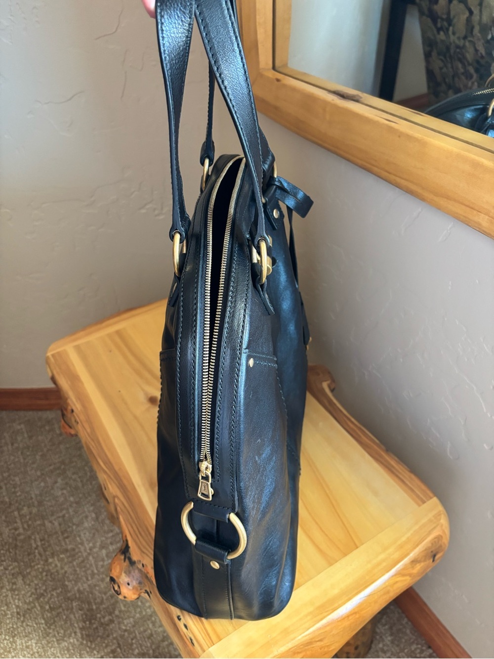 Yves Saint Laurent Black Leather Tote with Gold Hardware - Picture 9 of 10